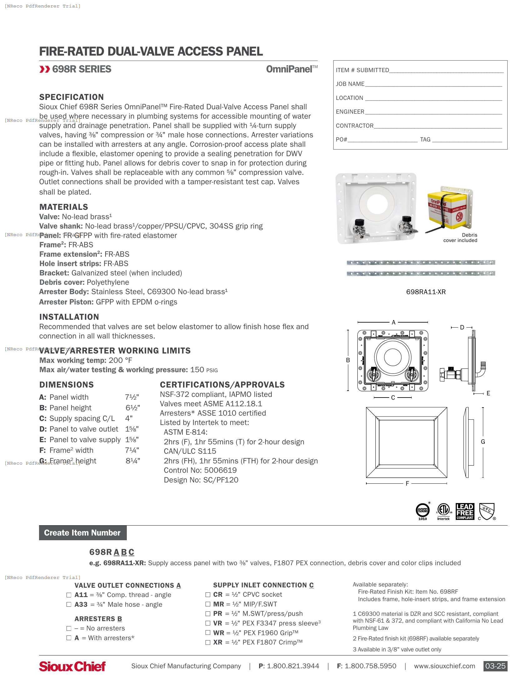 698R SERIES - FIRE-RATED OMNIPANEL - SPEC SHEET.PDF Specification Document